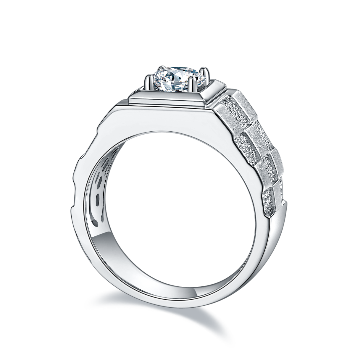 God of Wealth S925 Silver Plated Platinum Moissanite Diamond Men's Ring 1 Carat D-Class